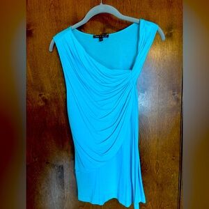 Elegant Sky Blue Draped Women's Blouse